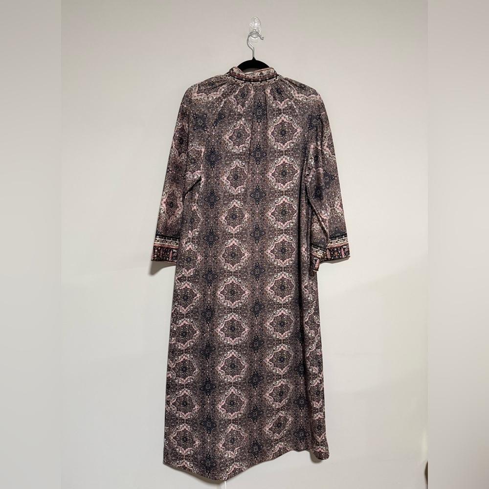 VTG Loungees Bohemian 1/2 Zip Housecoat Caftan Medium 60s 70s Retro - Picture 2 of 11